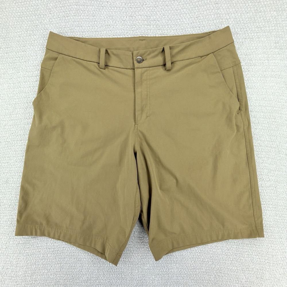 Lululemon Commission Short Men's 36 Brown 10" Warpstreme Golf Flat Front Casual